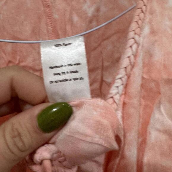 Tiare Hawaii Dress Pink Paroa Bay Tie Dye Split‎ V-neck Drawstring Maxi Size M/L - Picture 6 of 12
